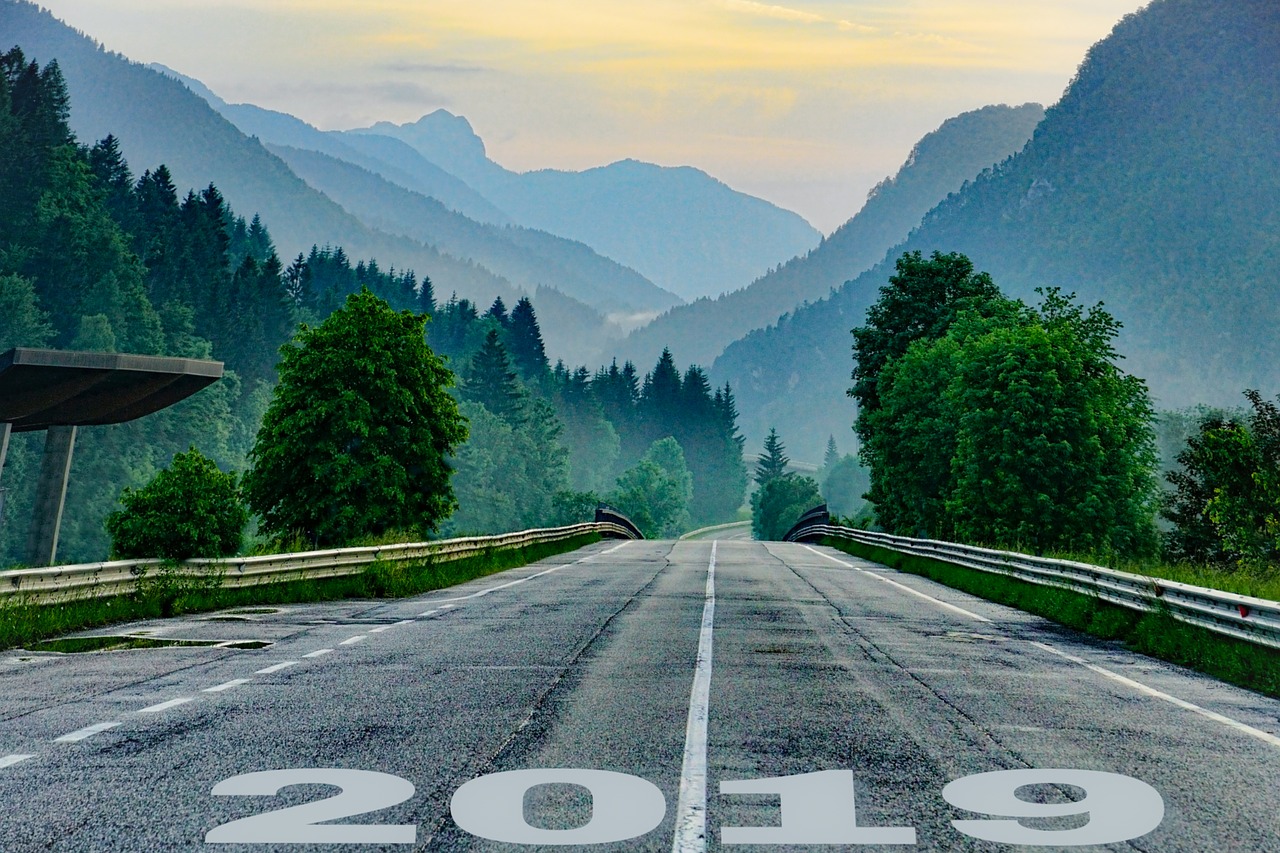 a road with 2019 painted on it
